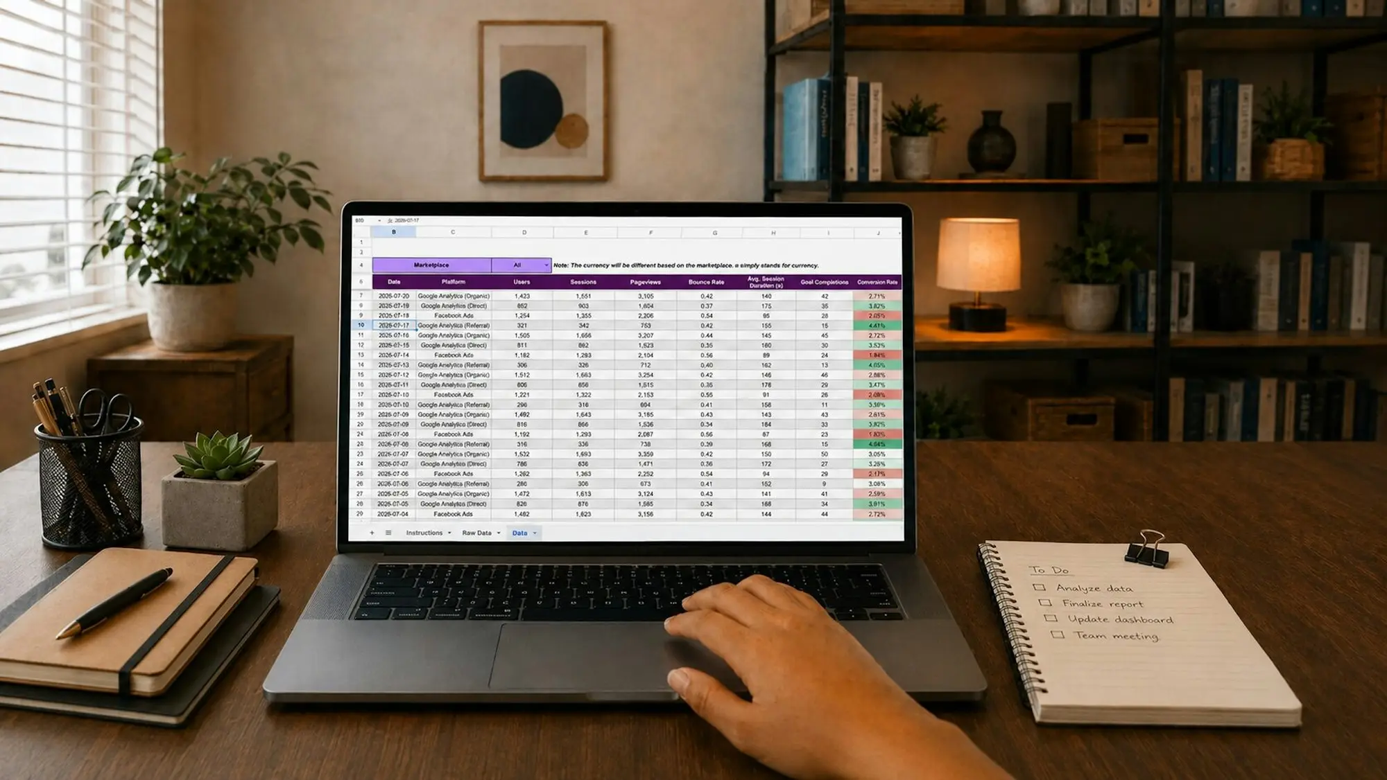 Cash flow spreadsheet open on a laptop in a home office