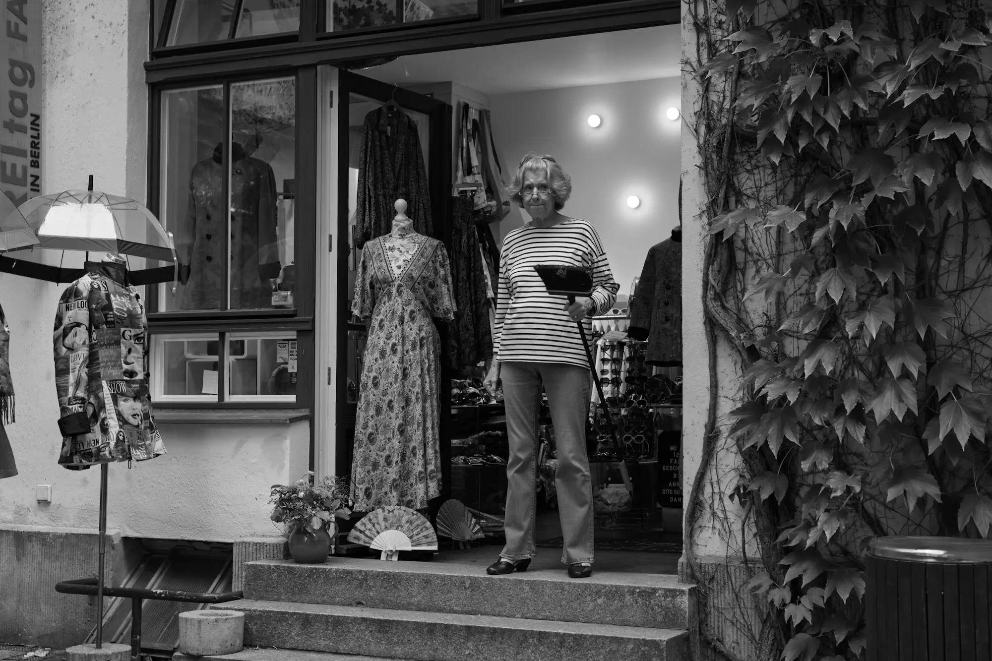 Boutique owner standing in the doorway of her shopfront